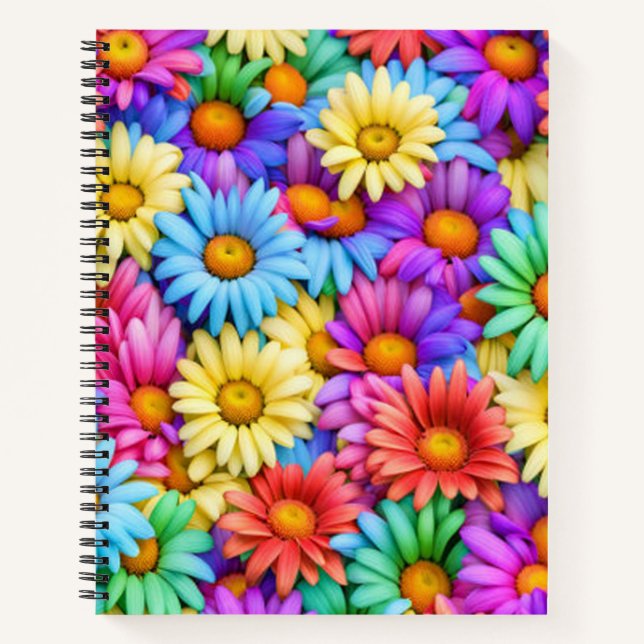 Colourful Daisies #49 - Spiral Notebook (Front)