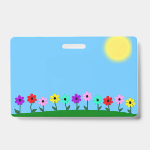 Colourful Daisies Background ID Badge