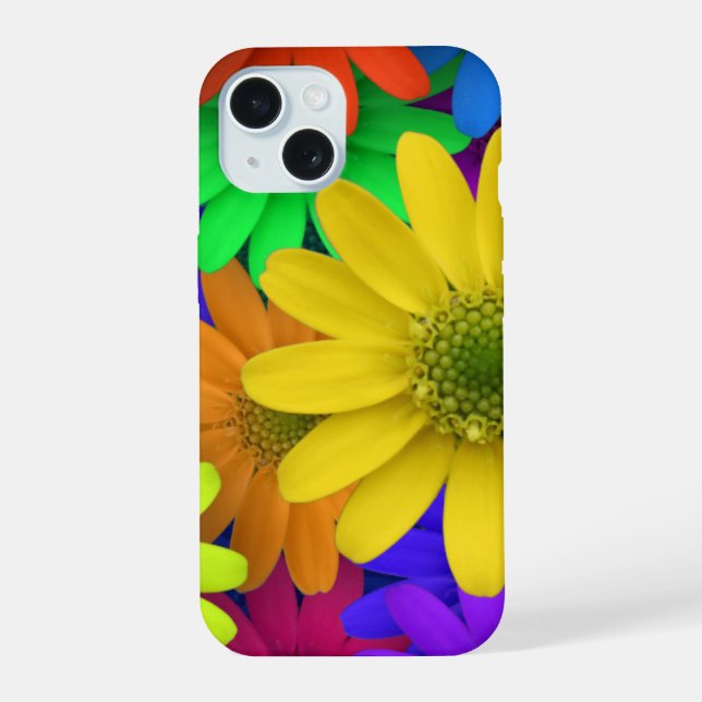 Colourful Daisies Background iPhone 15 Case (Back)