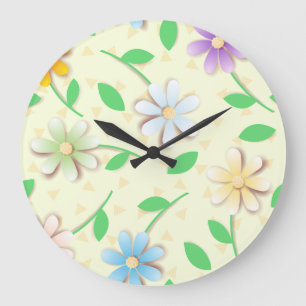 Colourful daisies, clock