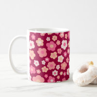 Colourful Daisies Floral Retro Pattern Pink Red