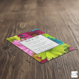 Colourful Daisies Floral Wedding Invitation