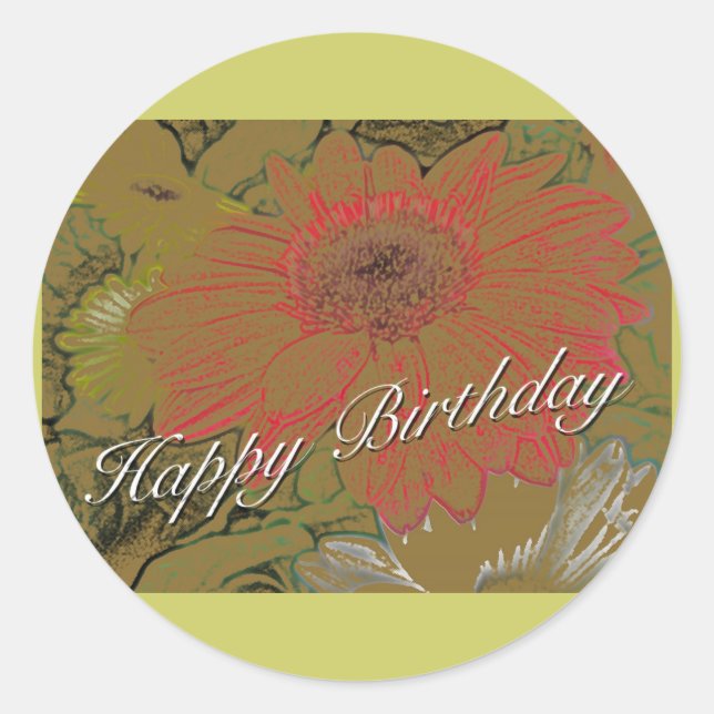 Colourful Daisies Happy Birthday Sticker (Front)