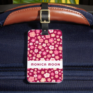 Colourful Daisies Pattern Cute Bold Pink CUSTOM Luggage Tag
