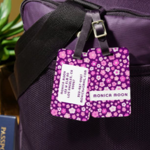 Colourful Daisies Pattern Cute Purple CUSTOM Luggage Tag