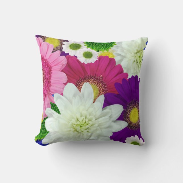 Colourful Daisies, summer blooms, Cushion (Front)
