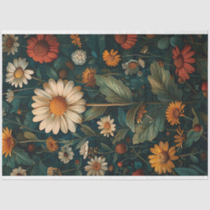 Colourful Daisies Vintage Floral Decoupage Tissue Paper