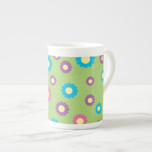 Colourful daisy art pattern bone china mug