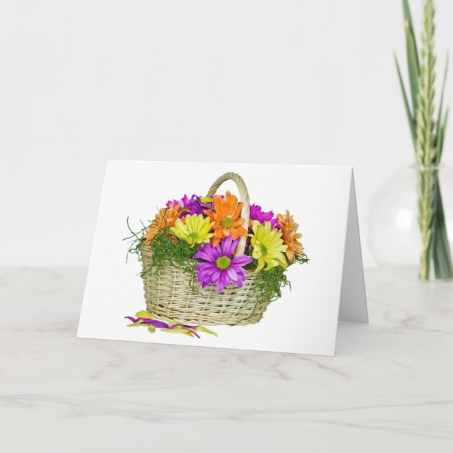 Colourful Daisy Basket  Card (Front)