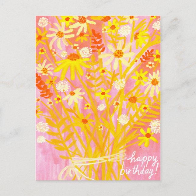 Colourful Daisy Bouquet Autumn Colourful Birthday Postcard (Front)