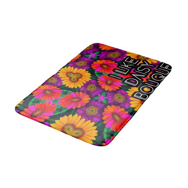 Colourful Daisy Bouquet Pattern Bath Mat (Angled)