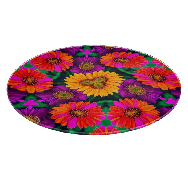 Colourful Daisy Bouquet Pattern Cutting Board (Corner)