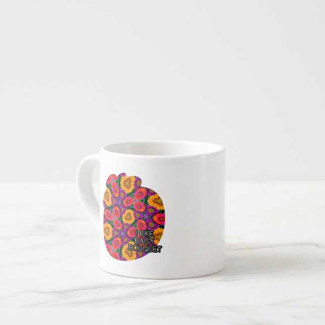 Colourful Daisy Bouquet Pattern Espresso Cup (Front Left)