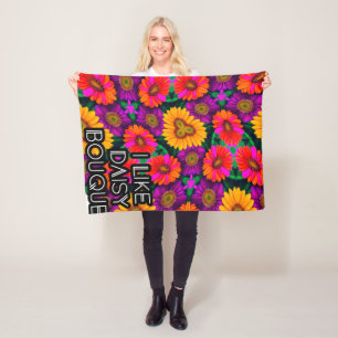 Colourful Daisy Bouquet Pattern Fleece Blanket
