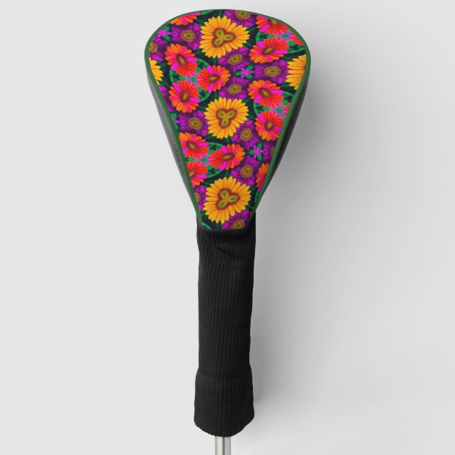 Colourful Daisy Bouquet Pattern Golf Head Cover (Front)