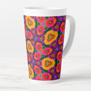 Colourful Daisy Bouquet Pattern Latte Mug