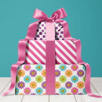 Colourful Daisy Floral Stripes Polka Dot