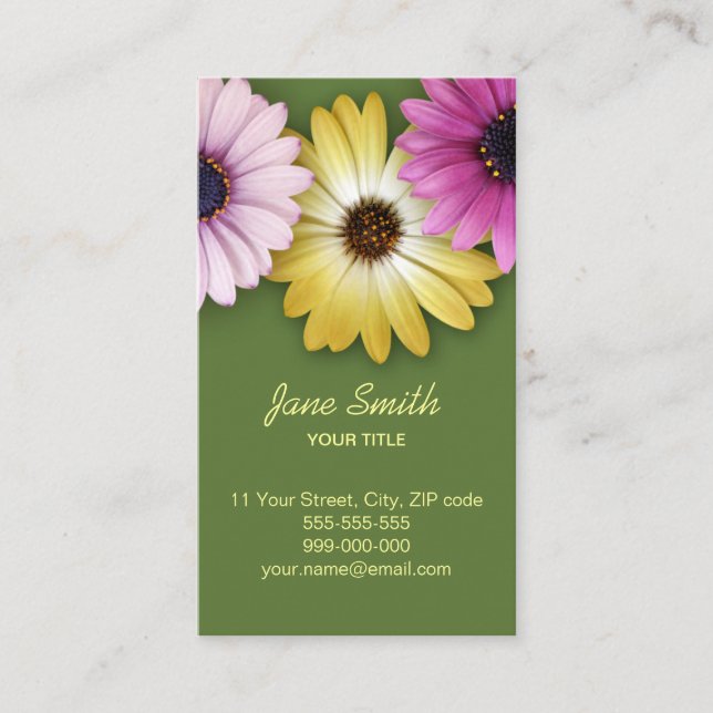 Colourful Daisy Flower business card (Front)