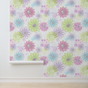 Colourful Daisy Flowers Design Wallpaper