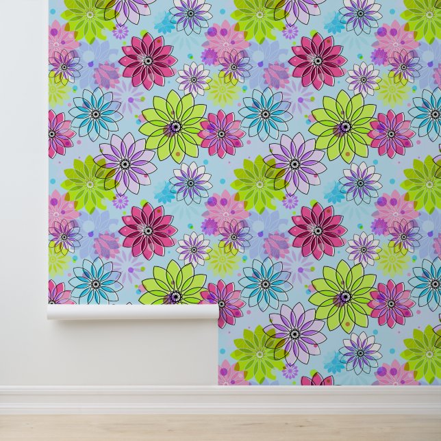 Colourful Daisy Flowers Design Wallpaper (Application)