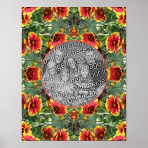 Colourful Daisy Flowers Frame Create Your Own Phot Poster