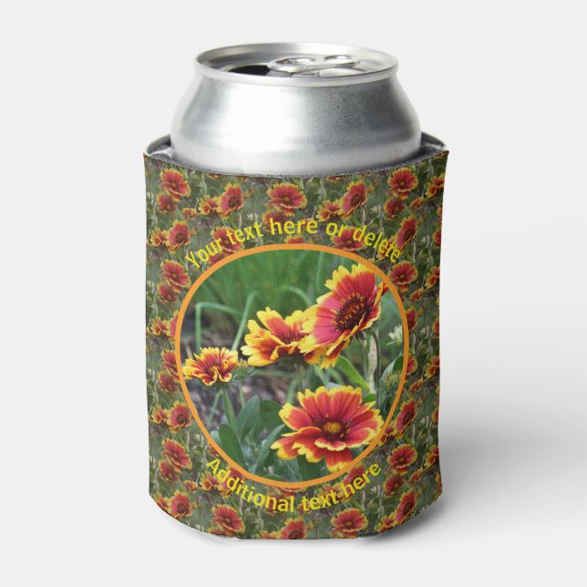 Colourful Daisy Flowers Nature Personalised  Can Cooler (Can Front)