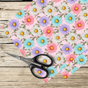 colourful daisy pattern tissue paper