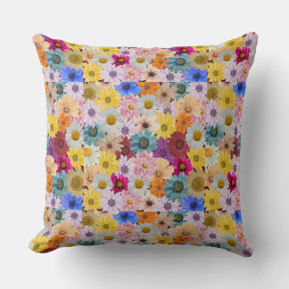 Colourful Daisy Patterned Throw Pillow