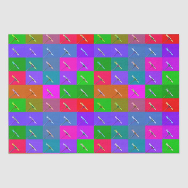 Colourful Daisy Squares, Abstract Floral Pattern Tissue Paper (Front)