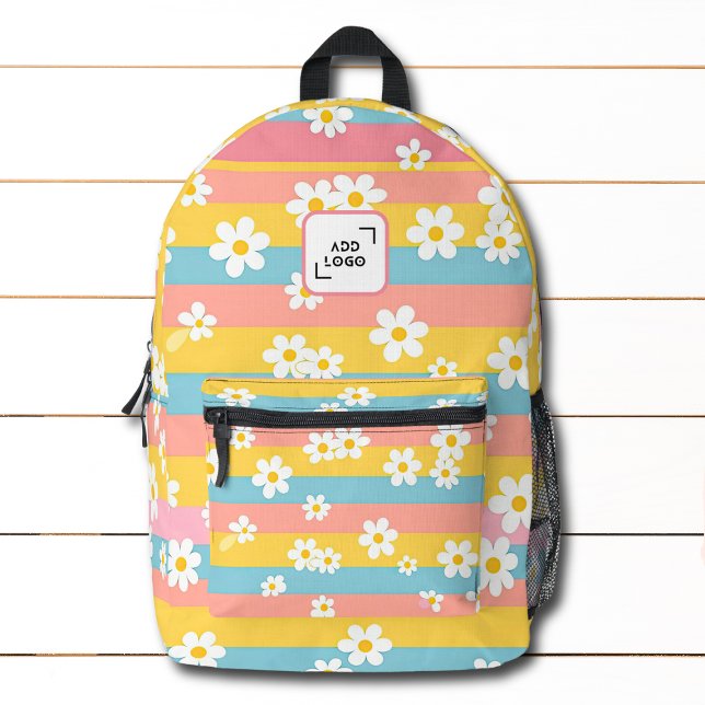 Colourful Daisy Stripe Custom Logo Corporate Printed Backpack (Creator Uploaded)