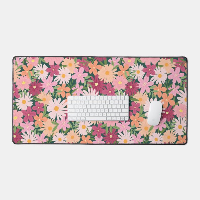 Colourful daisy wildflower botanical desk mat (Keyboard & Mouse)