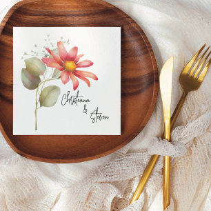 Colourful Daisy Wildflower Floral Watercolor Napkin