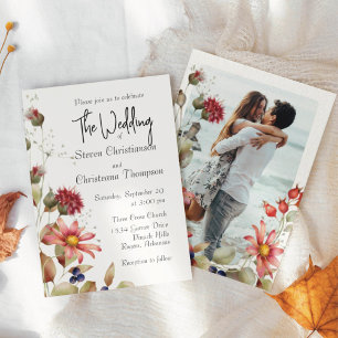 Colourful Daisy Wildflower Watercolor Floral Photo Invitation