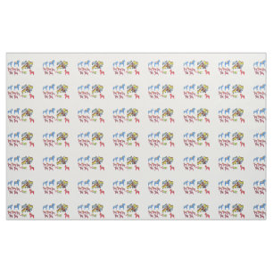 Colourful Dala Horses Fabric