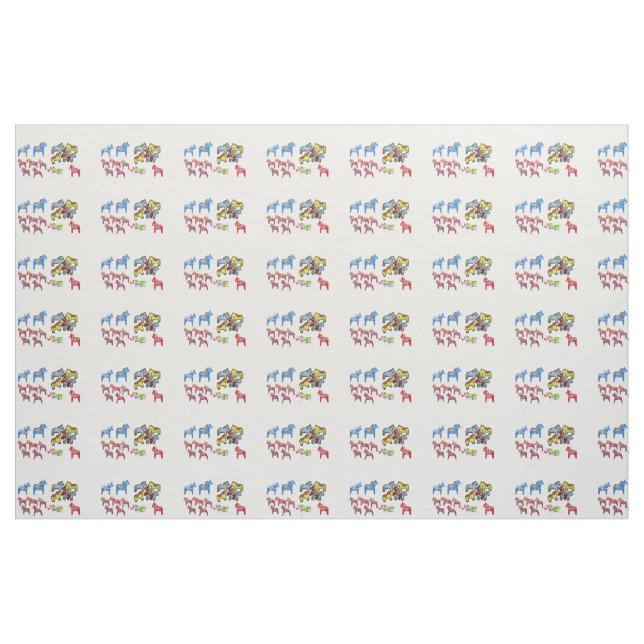 Colourful Dala Horses Fabric (Fat Quarter)