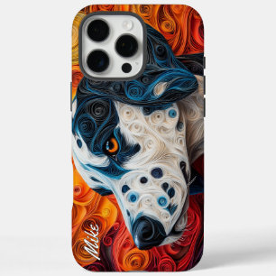 Colourful Dalmatian Portrait iPhone 16 Pro Max Case