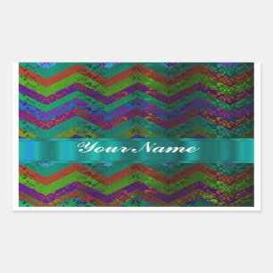 Colourful damask chevron rectangular sticker