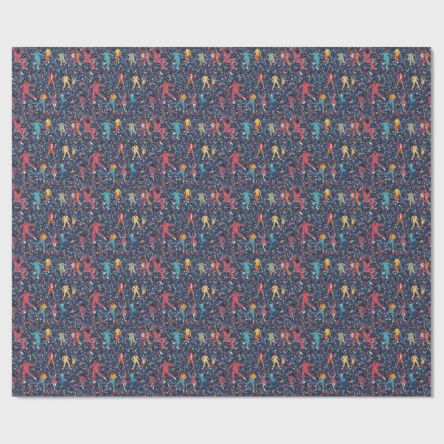 Colourful Dance Party – Retro Celebration Pattern Wrapping Paper (Flat)