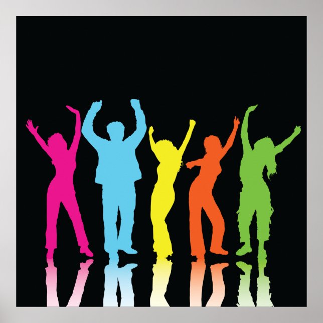 Colourful Dancers Dancing Around Poster (Front)