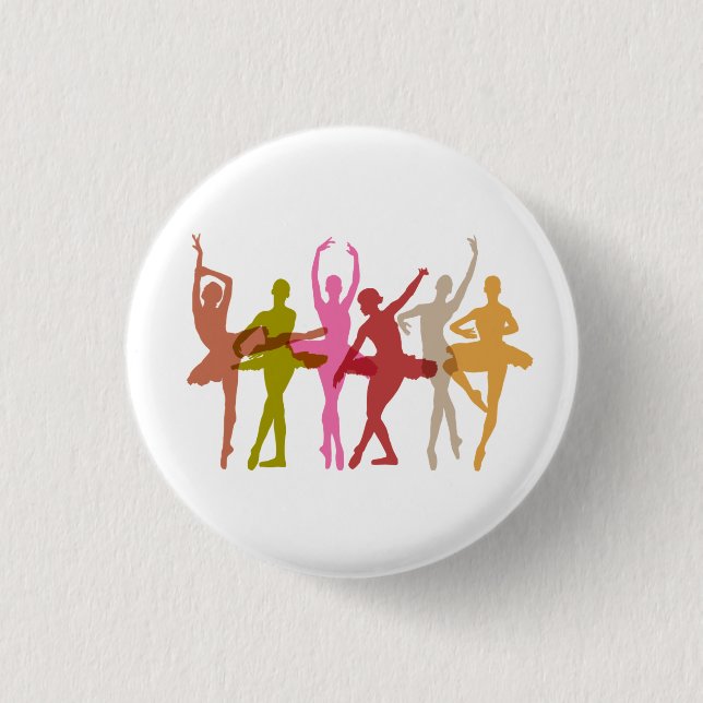 Colourful Dancing Ballerinas 3 Cm Round Badge (Front)