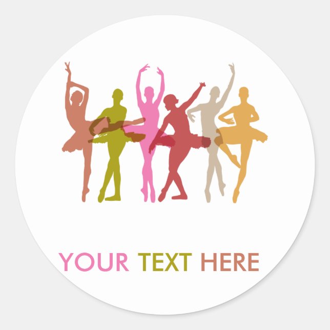 Colourful Dancing Ballerinas Classic Round Sticker (Front)
