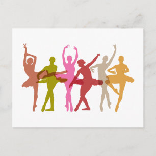 Colourful Dancing Ballerinas Postcard
