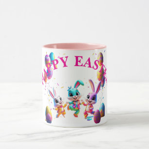 Colourful Dancing Easter Bunnies Party Mug