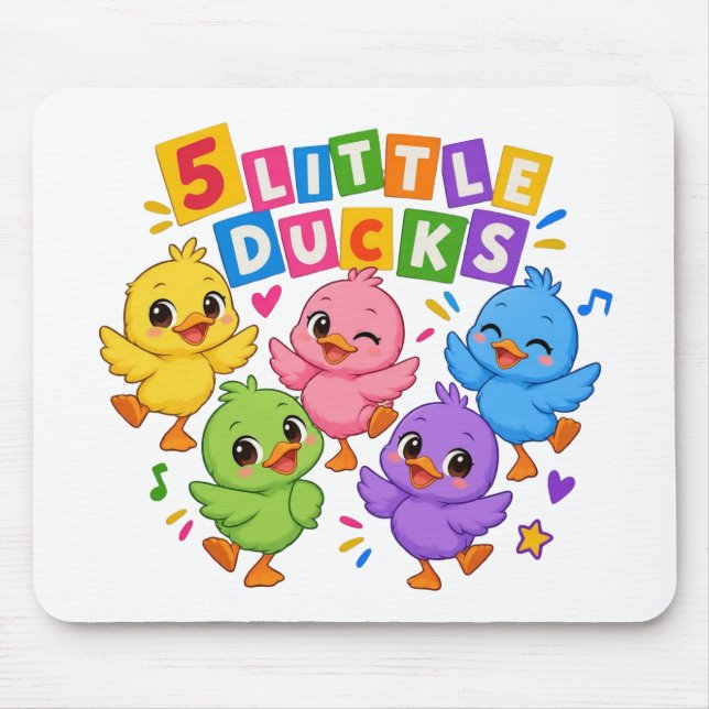 Colourful Dancing Five little ducks Mouse Pad (Front)