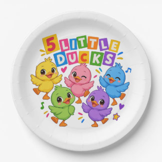 Colourful Dancing Five little ducks Paper Plate
