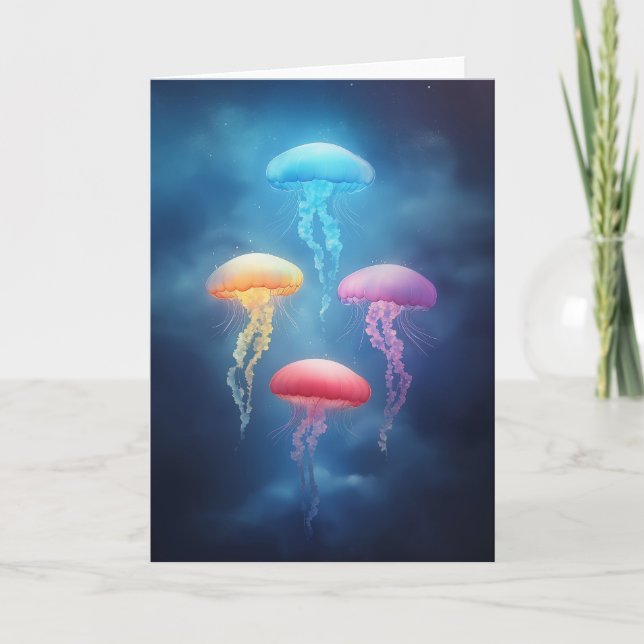 Colourful Dancing Jellyfishes Card (Front)