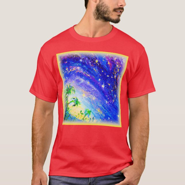 Colourful Dancing Jungle in The Sky. Buy Now T-Shirt (Front)