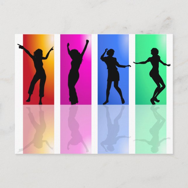 Colourful Dancing Silhouette Postcard (Front)