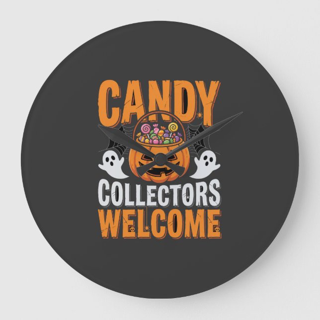 Colourful Dancing Skeletons Halloween Party Large Clock (Front)