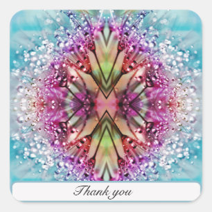 Colourful Dandelion covered in dew drops Square Sticker